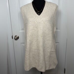 Vince Camuto Malted Beige V-neck Sleeveless Hi Lo Pullover Sweater Size M